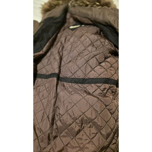 LONDON FOG Hooded Parka Jacket Womens Size Medium Brown Cottagecore Cabincore - Picture 10 of 12